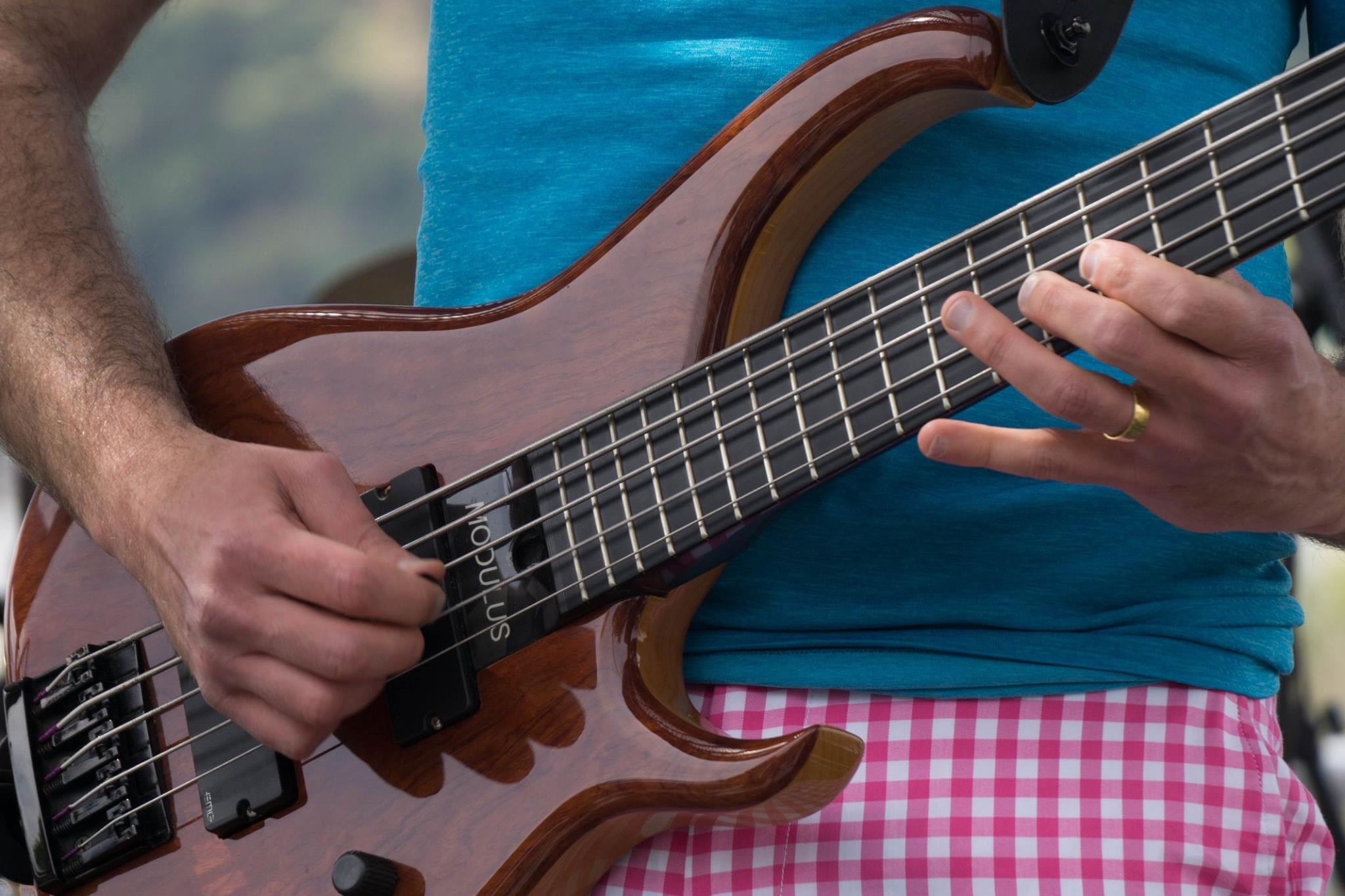 Bass hands close-up